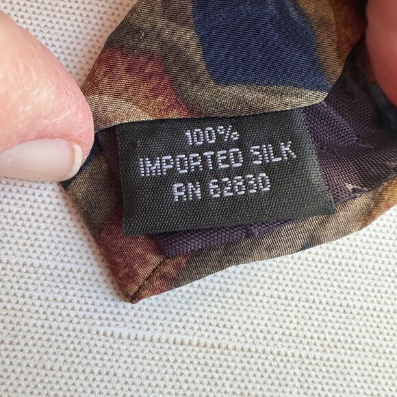 Jerry Garcia Silk Tie, 1990s Abstract Art Print Blue Brown Necktie, 100% Silk - Picture 3 of 9